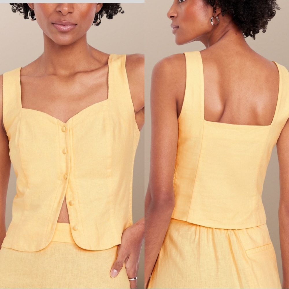 NWTS💓GAP OLD NAVY XL💓SWEET BUTTER LINEN FITTED TOP MATCHING LINEN A LINE SKIRT - Picture 2 of 15